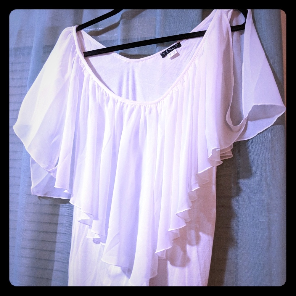 White shirt with flowey neckline
